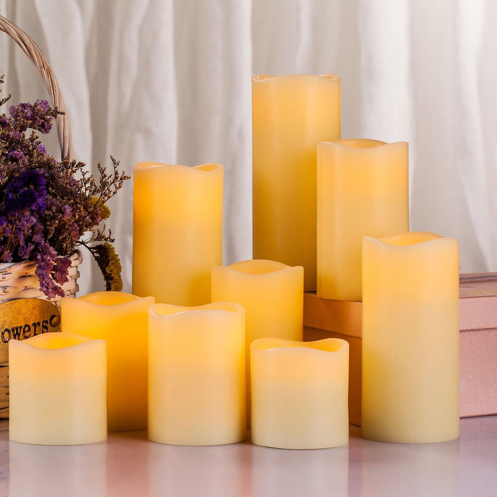 RY King Large Flameless Candle Set of 9 (D 3" x H 3", 3", 4&qu...