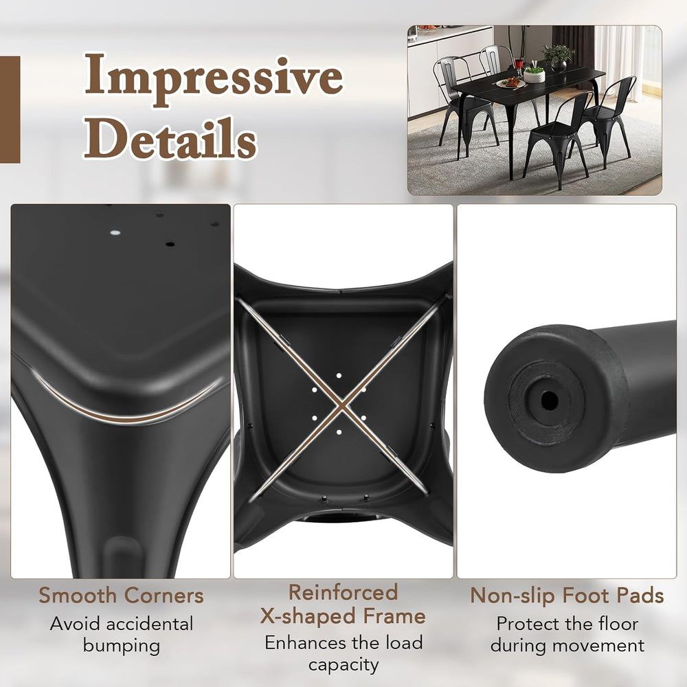 Giantex Metal Dining Chairs Set of 4, Farmhouse Kitchen Chairs with Removable...