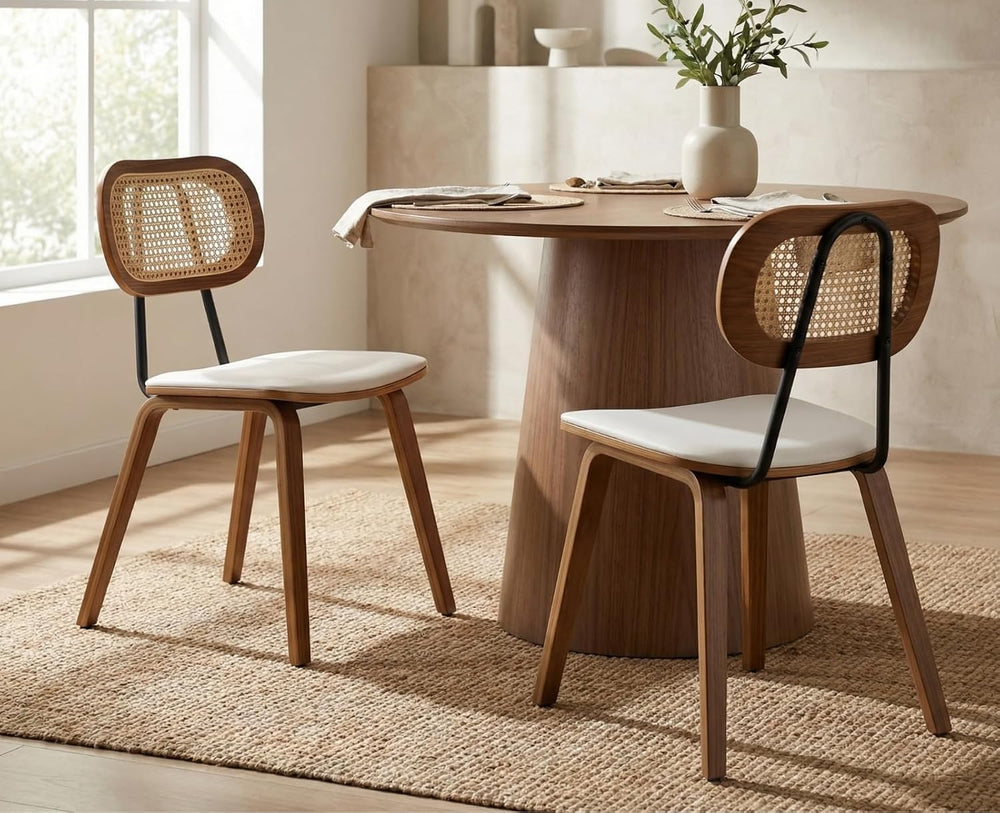 HEAH-YO Modern Dining Chairs Set of 2, Upholstered Faux Leather Dining Room C...