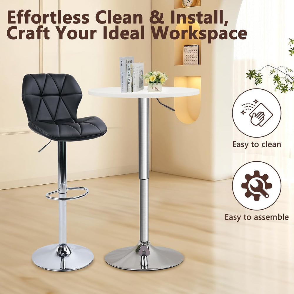 CLATINA Round Bar Table 10 Pack, Height Adjustable 26"-36" Bistro P...