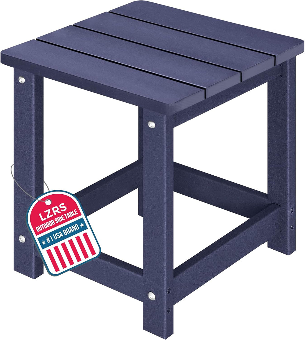 LZRS Patio Side Table, Heavy Duty HDPE Outdoor End Table with Wood Texture, W...