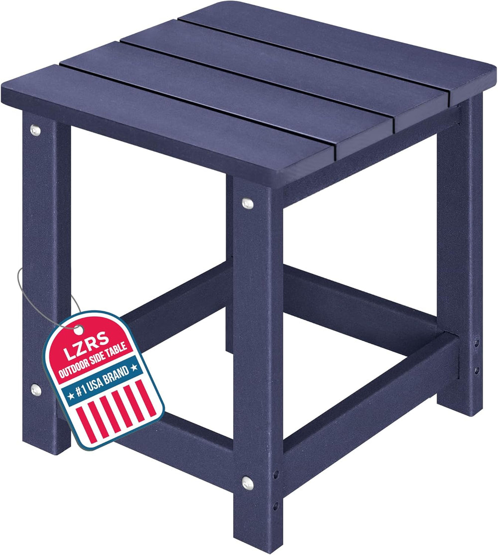 LZRS Patio Side Table, Heavy Duty HDPE Outdoor End Table with Wood Texture, W...
