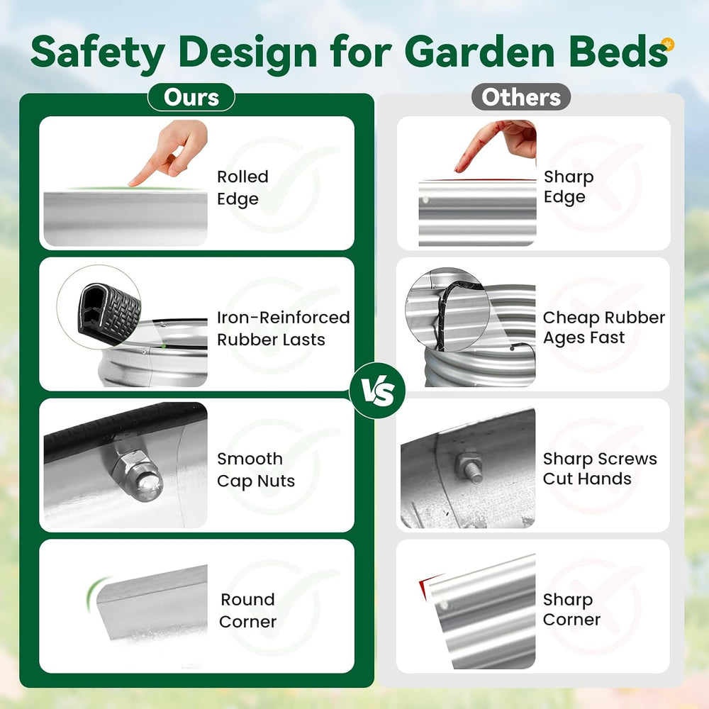 3-Pack Round Raised Garden Bed Outdoor 2x2x1ft Planter Box, Silver