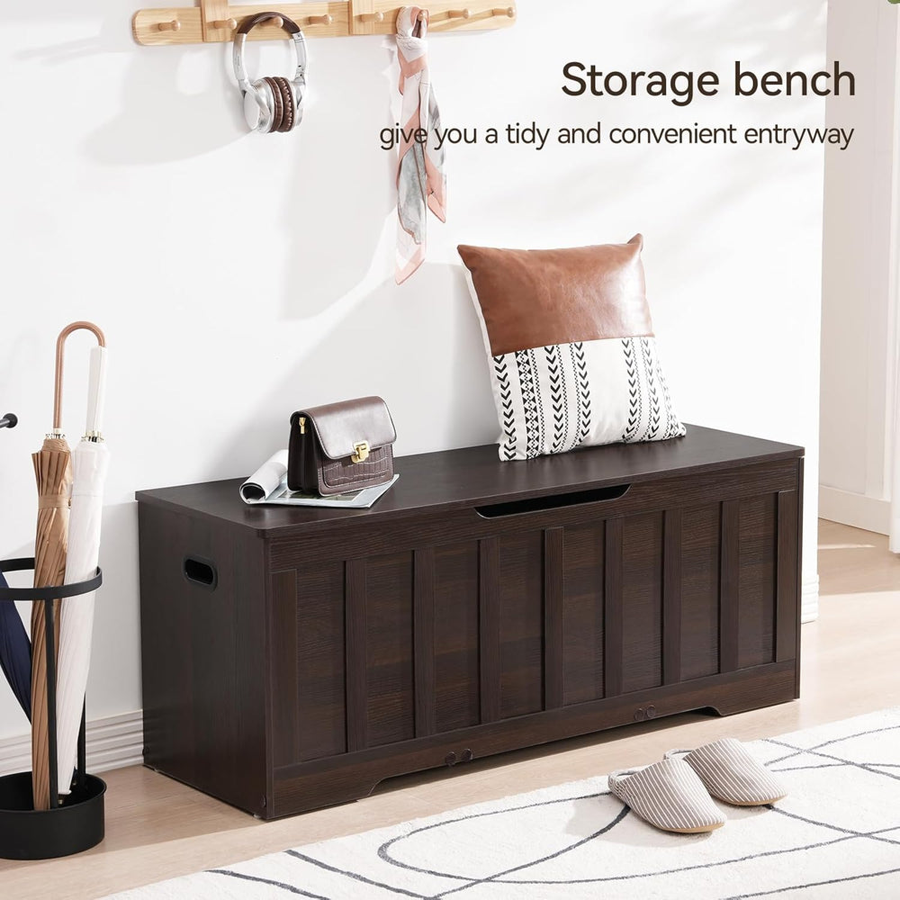 VANKILEY 47.2" Storage Chest Extra Large,Wooden Storage Trunk(Espresso)