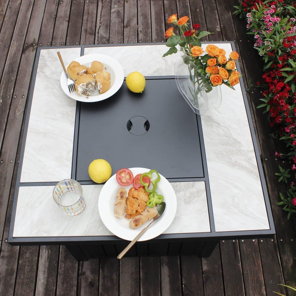 OutVue 30 Inch Propane Fire Pit Table with Real Ceramic Tabletop