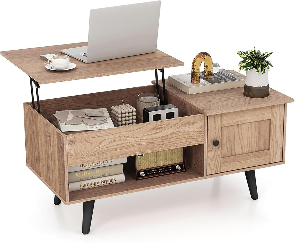 Tangkula Lift Top Coffee Table with Storage, Living Room Table with Hidden Co...