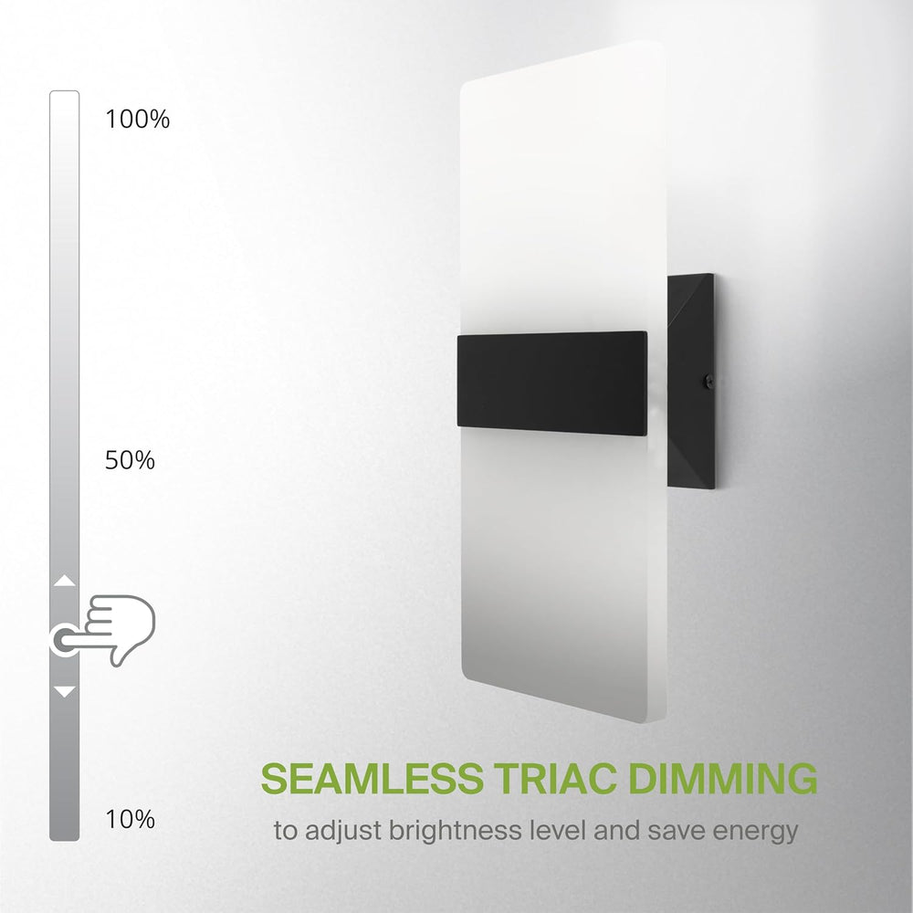 ASD 14 Inch Indoor LED Wall Sconce - 24W 2700K-5000K Dimmable Black Wall Scon...