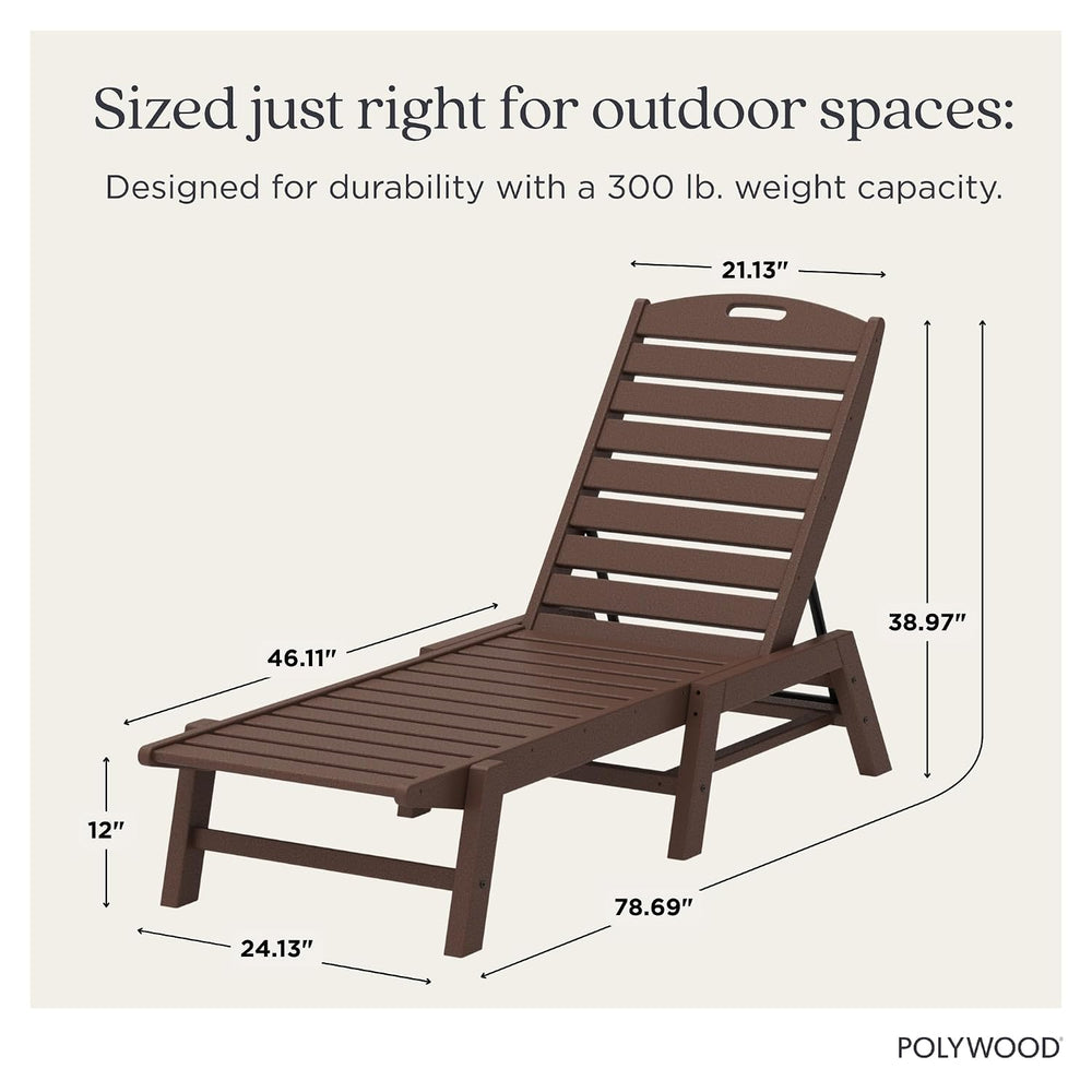 POLYWOOD Stackable Nautical Chaise, Mahogany