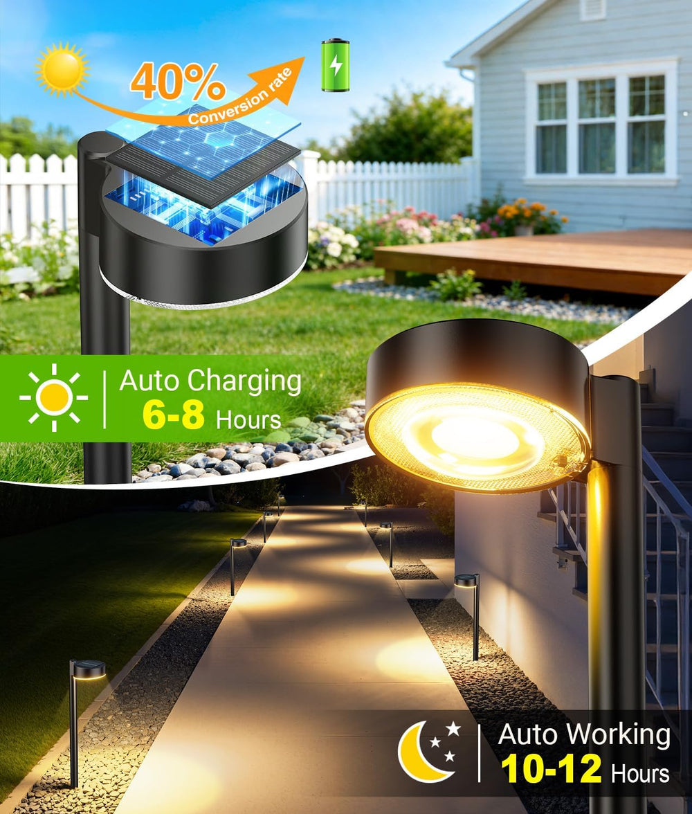 ELECLINK 12 Pack Solar Pathway Lights Outdoor, Solar Powered Landscape Path L...
