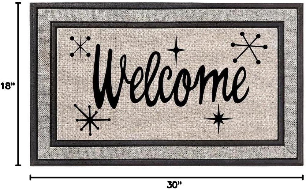 Daylor Outdoor Indoor Doormat 18" x 30" Gray/Beige/Black Rubber Bac...