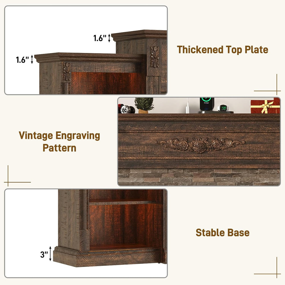 85" Electric Fireplace with Mantel, Farmhouse TV Stand with 36" Fir...