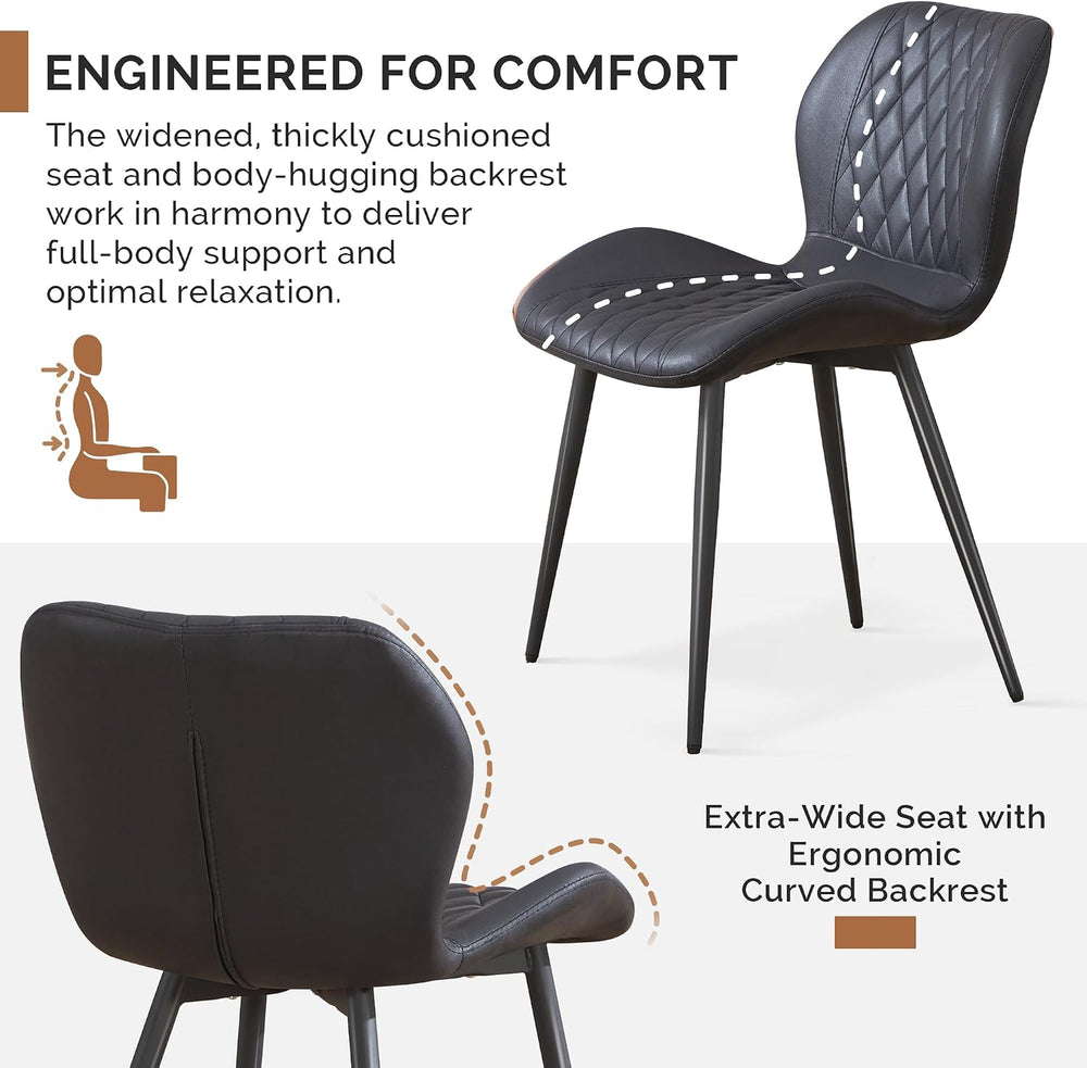 Dining Chairs Set of 2, Comfy Modern Dining Chairs with Thick Cushions, Uphol...