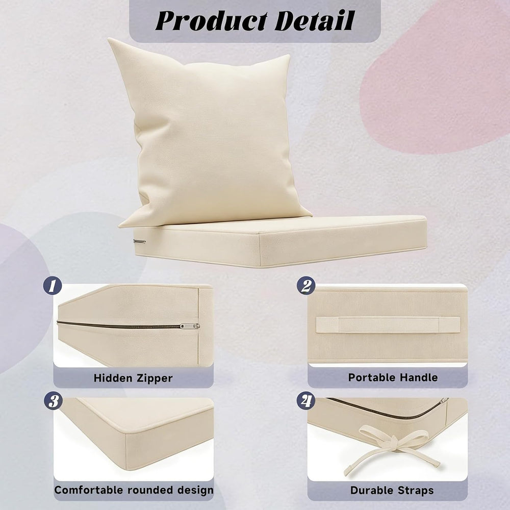 Outdoor Cushions 24x24 Inch, Waterproof Fade Resistant, 2 Covers, White