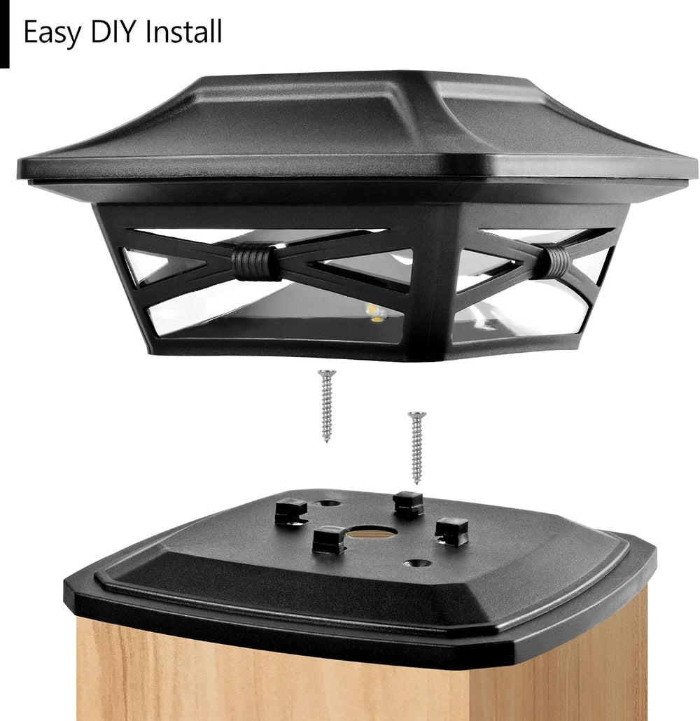 Davinci Flexfit Solar Outdoor Post Cap Lights, 4x4 5x5 6x6, Bright LED, 4PK