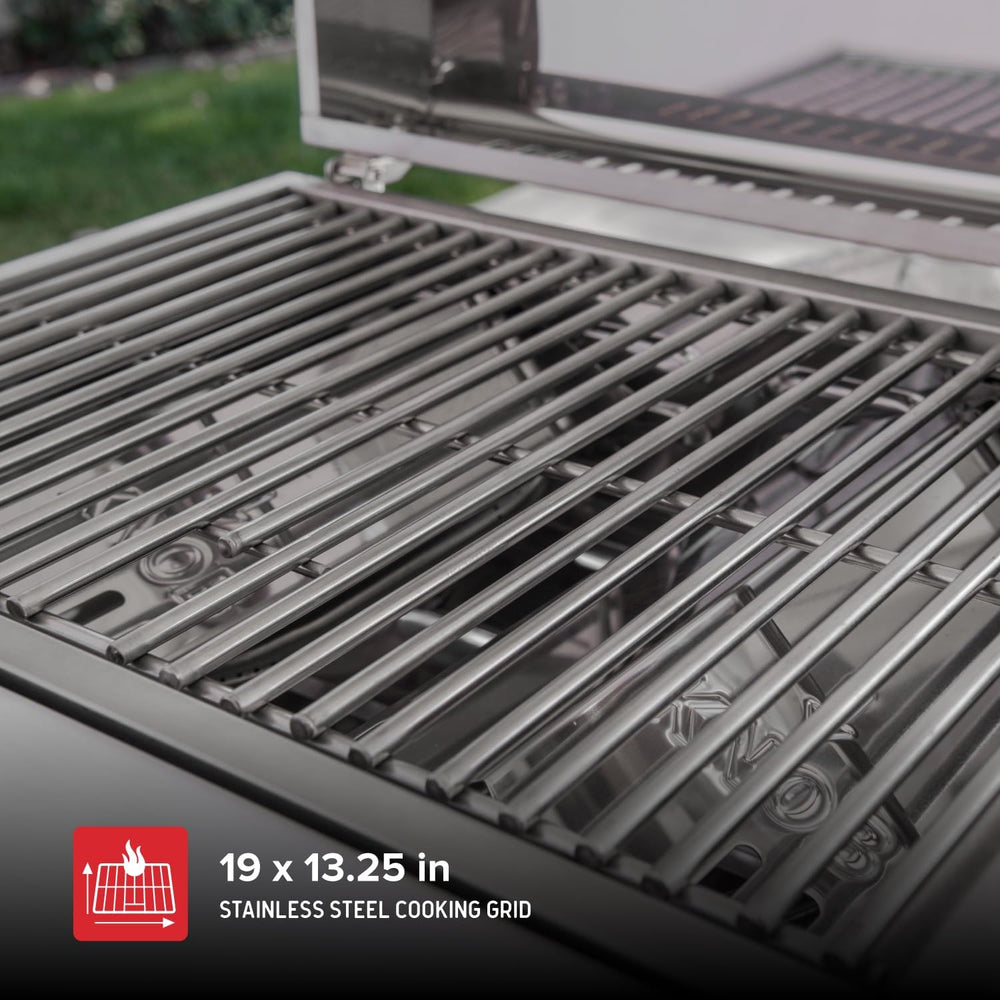 Nexgrill Tabletop 2 Burner Gas Grill, Stainless Steel with Folding Legs