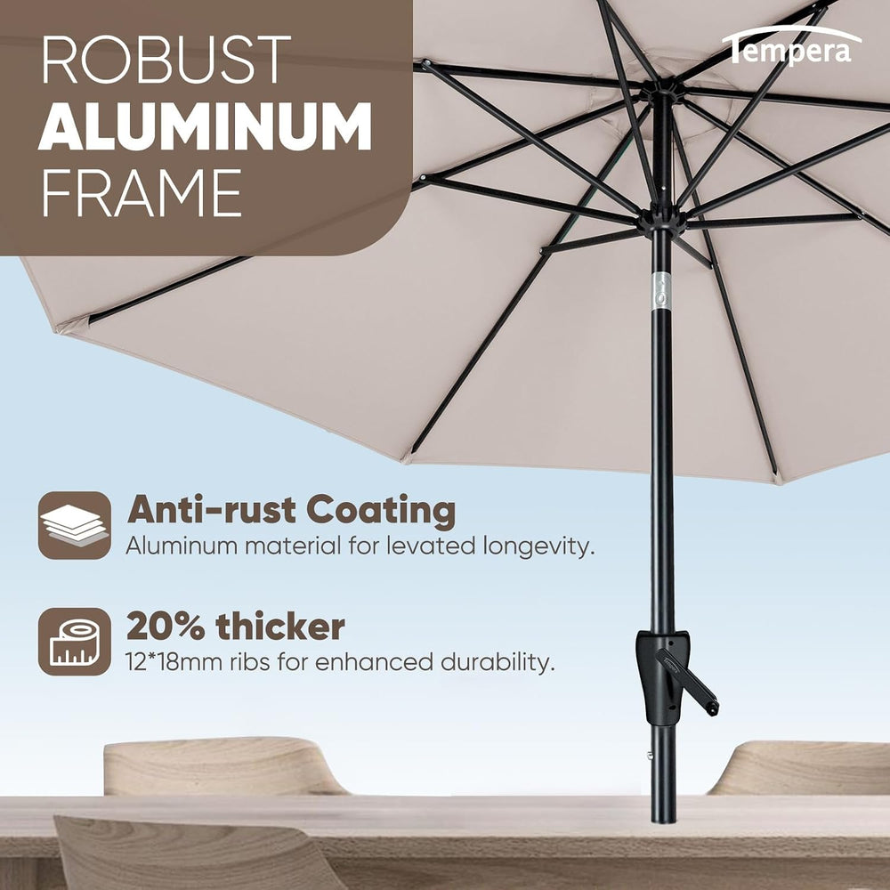 Tempera Patio Market Outdoor Table Umbrella with Push Button Tilt and Crank, ...