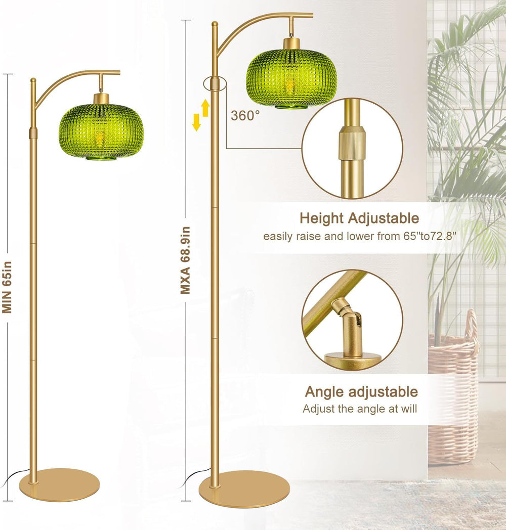 Modern Floor Lamp for Living Room, Mid Century Standing Lamp Green Shade
