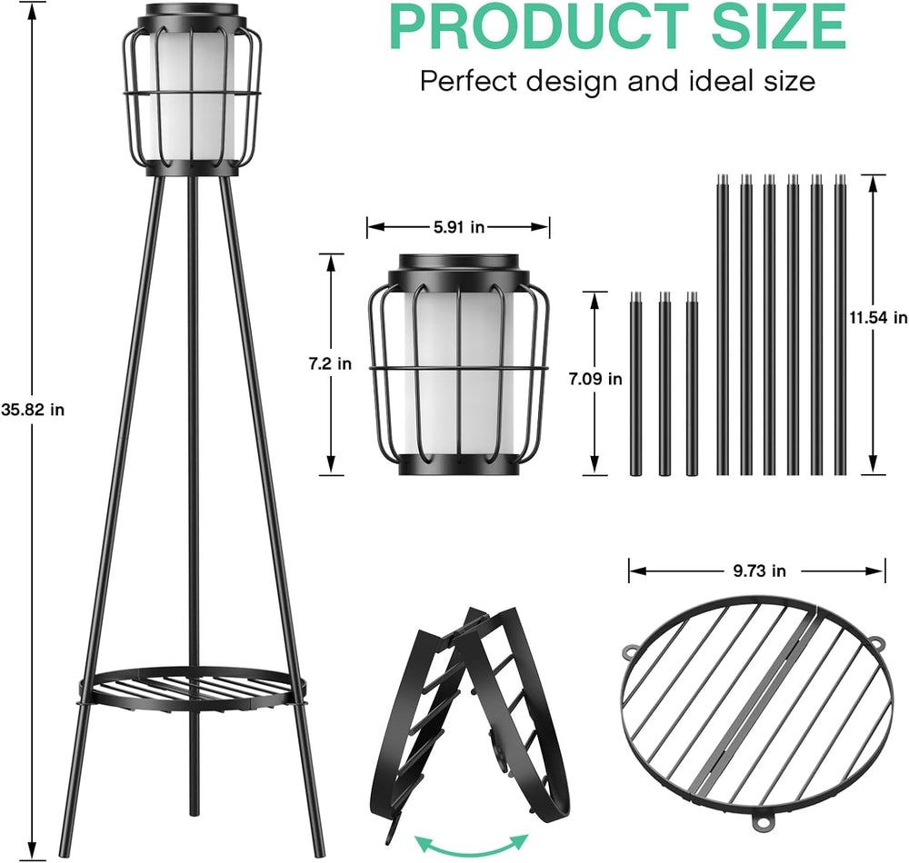 VISFLAIR 2 Pack Solar Lights with Plant Stand, Outdoor Floor Lamps, Waterproo...