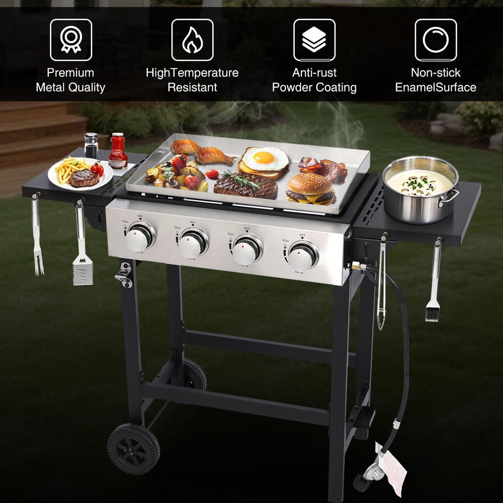 Propane Gas Griddle 4-Burner, Flat Top Grill Griddle, Outdoor Gas Stove with ...