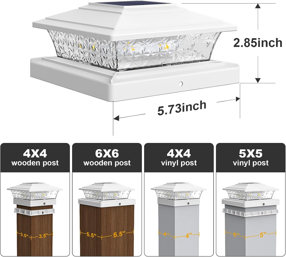 Solar Post Cap Lights Outdoor 12pack, Waterproof Fence Post Lights with 16 Ul...