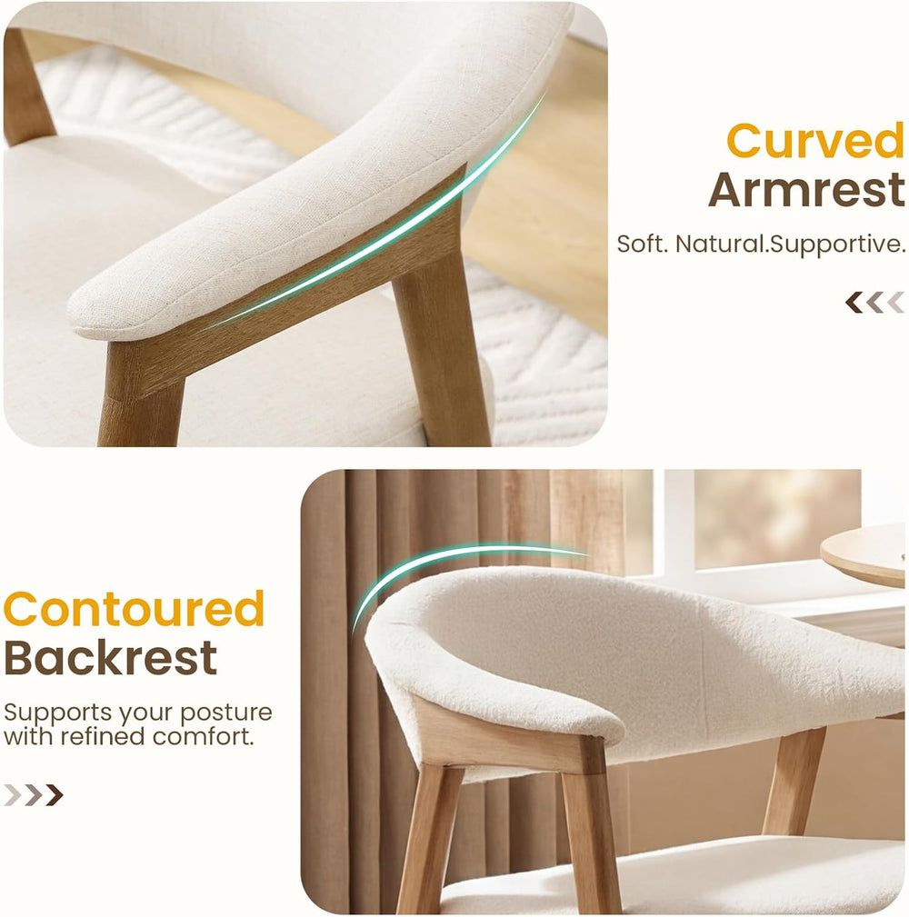 CIMOTA Upholstered Dining Chairs with Arms Set of 6, Mid Century Modern Kitch...