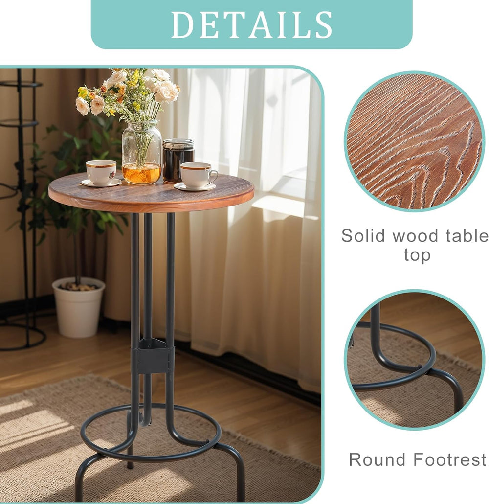 LOKKHAN 41.42-Inch Café Pub Bistro Bar Table, Industrial Design Metal Base, R...