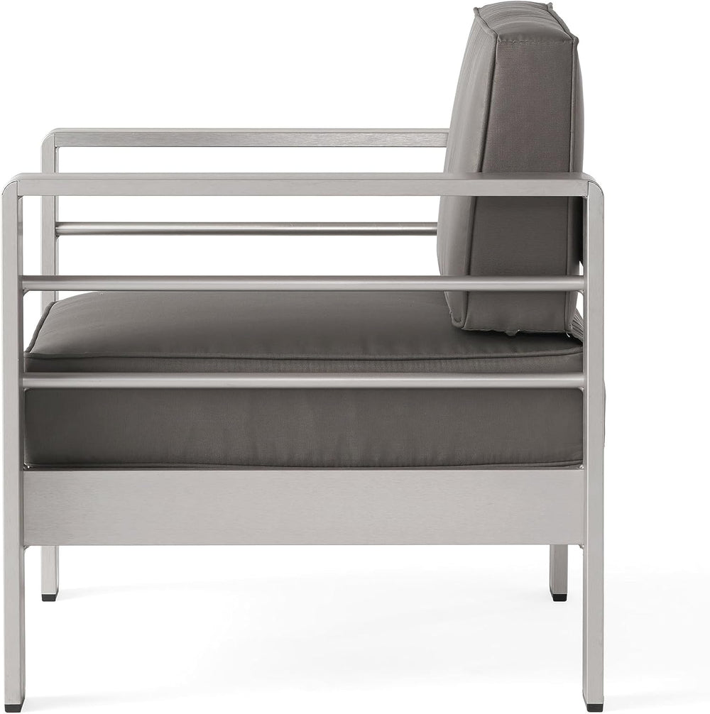Christopher Knight Home Cape Coral Outdoor Aluminum Club Chairs with Side Tab...