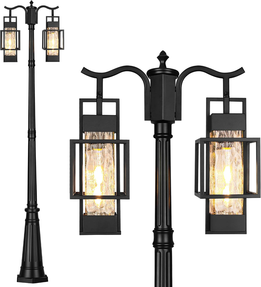 PARTPHONER Modern Outdoor Lamp Post Light 2-Head, Hardwired Street Light Post...
