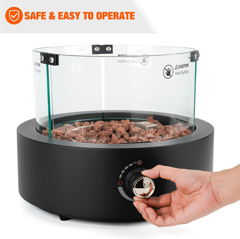 15.7" Gas Fire Pit Bottom-Mounted for Table with Umbrella Hole, FP039