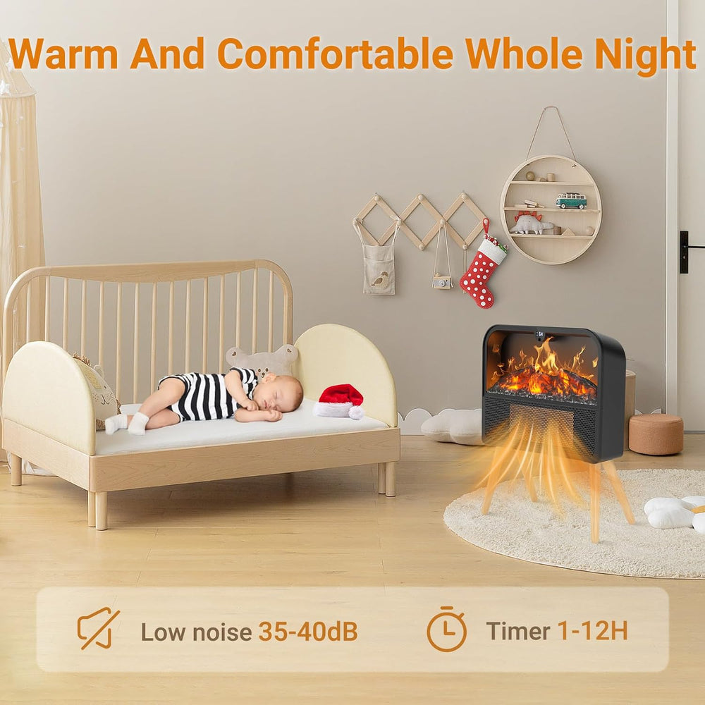 Electric Fireplace Heater, Ultra-Thin Electric Fireplace Stove with Realistic...