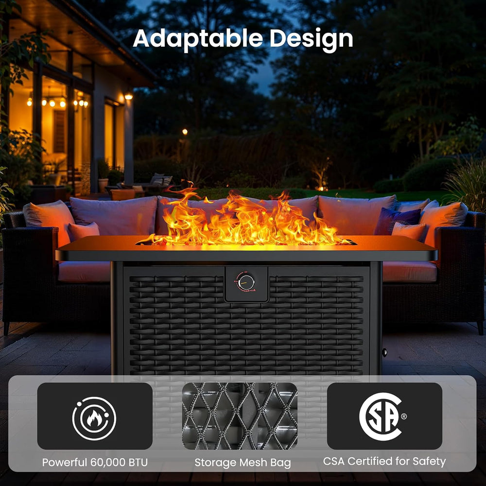 Ciays 43-Inch Rectangular Propane Fire Pit with 60,000 BTU Output, Gas with C...