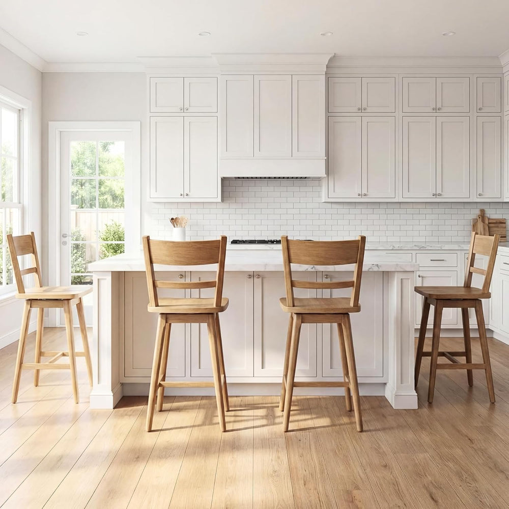 Ya-Home Swivel Counter Stools Set of 2, 24.5" Solid Wood Bar Stools with...
