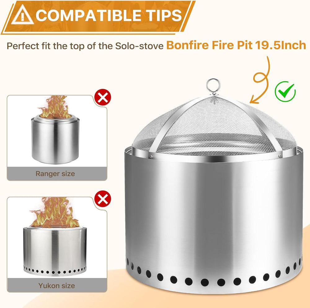 Fire Pit Spark Screen for Solo-Stove Bonfire 19.5", Stainless Steel Bonf...