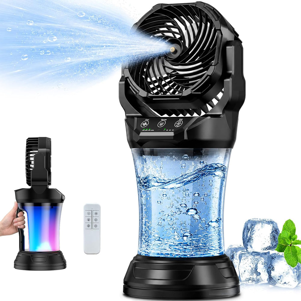 Misting Fan for Outside, Mister Fan with Remote & RGB Lights, 2L Tank &am...