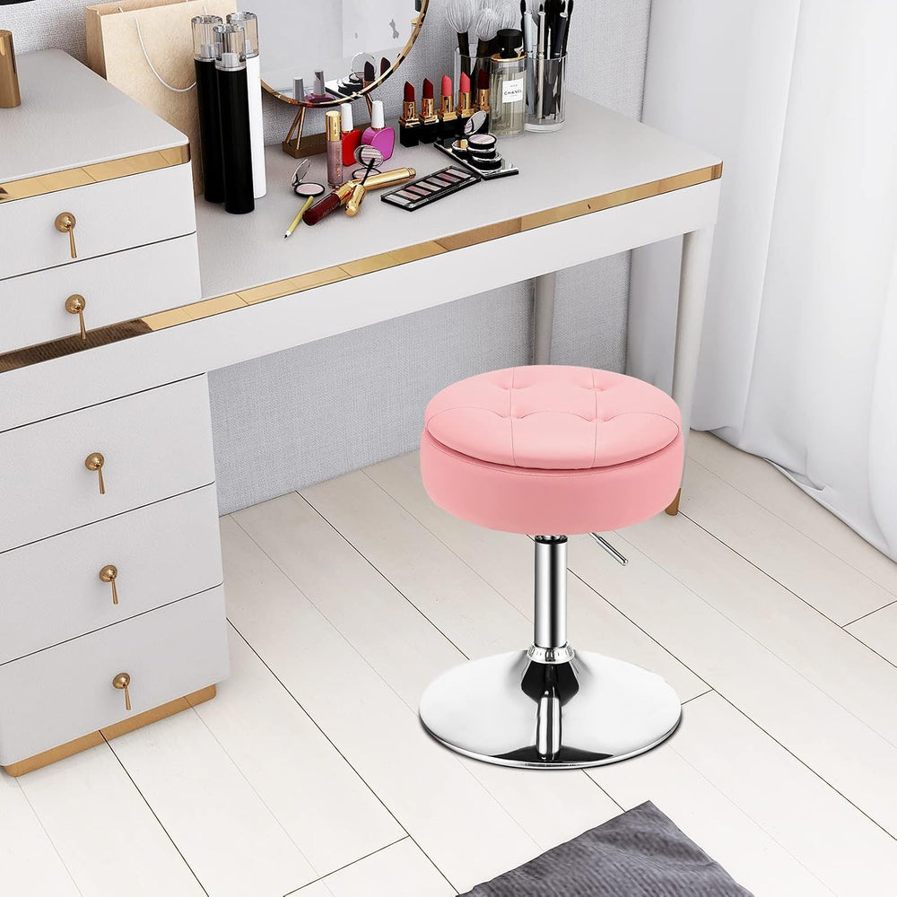 COSTWAY Adjustable Swivel Bar Stool Set of 2, Tufted PU Leather, 20-26 in H, ...