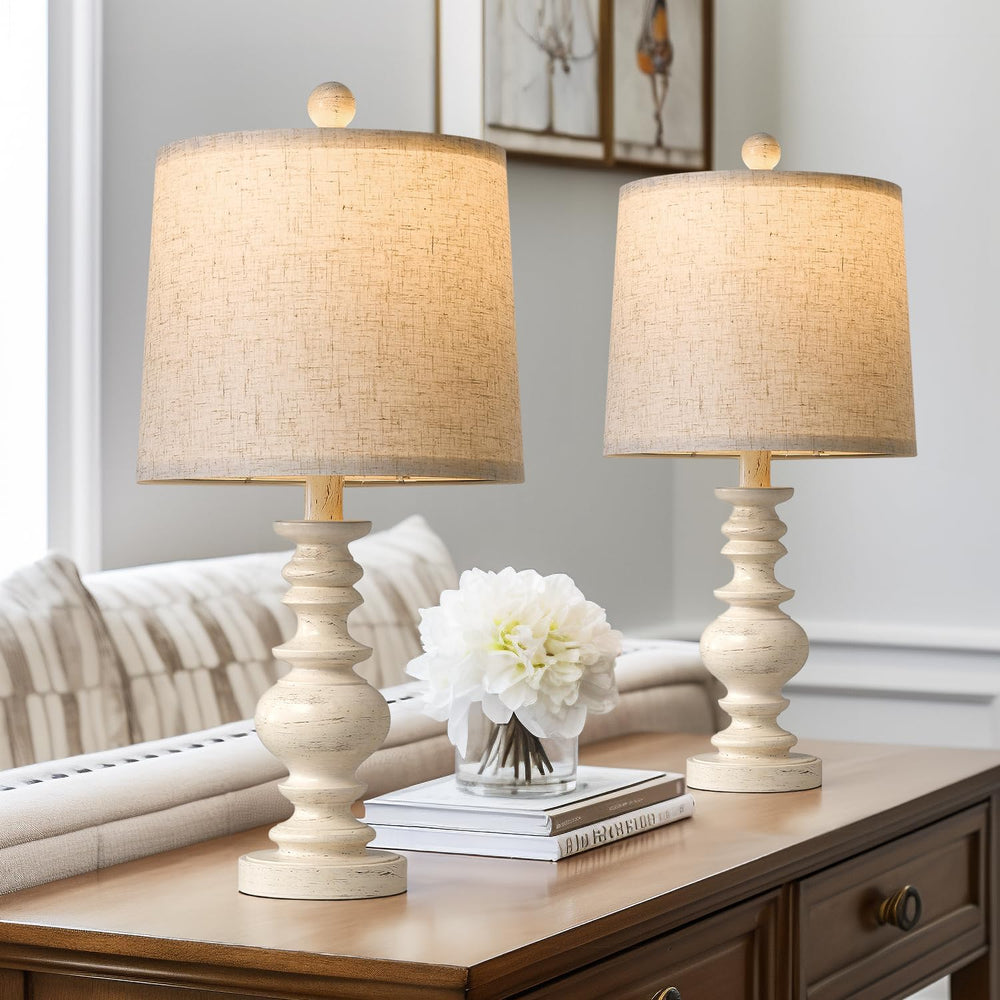 BOBOMOMO Tradition 20.5" Rustic Table Lamp Set of 2 for Living Room Farm...