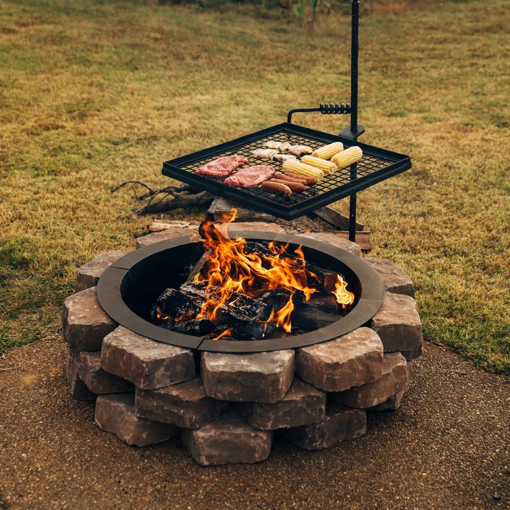 Ash & Ember 40" Wagon Wheel Fire Pit Grate, High Efficiency & Sm...