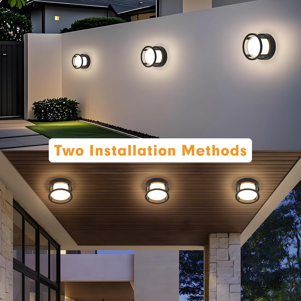 Outdoor Ceiling Light Round Flush Mount Dimmable Warm White 3200K Outdoor Por...