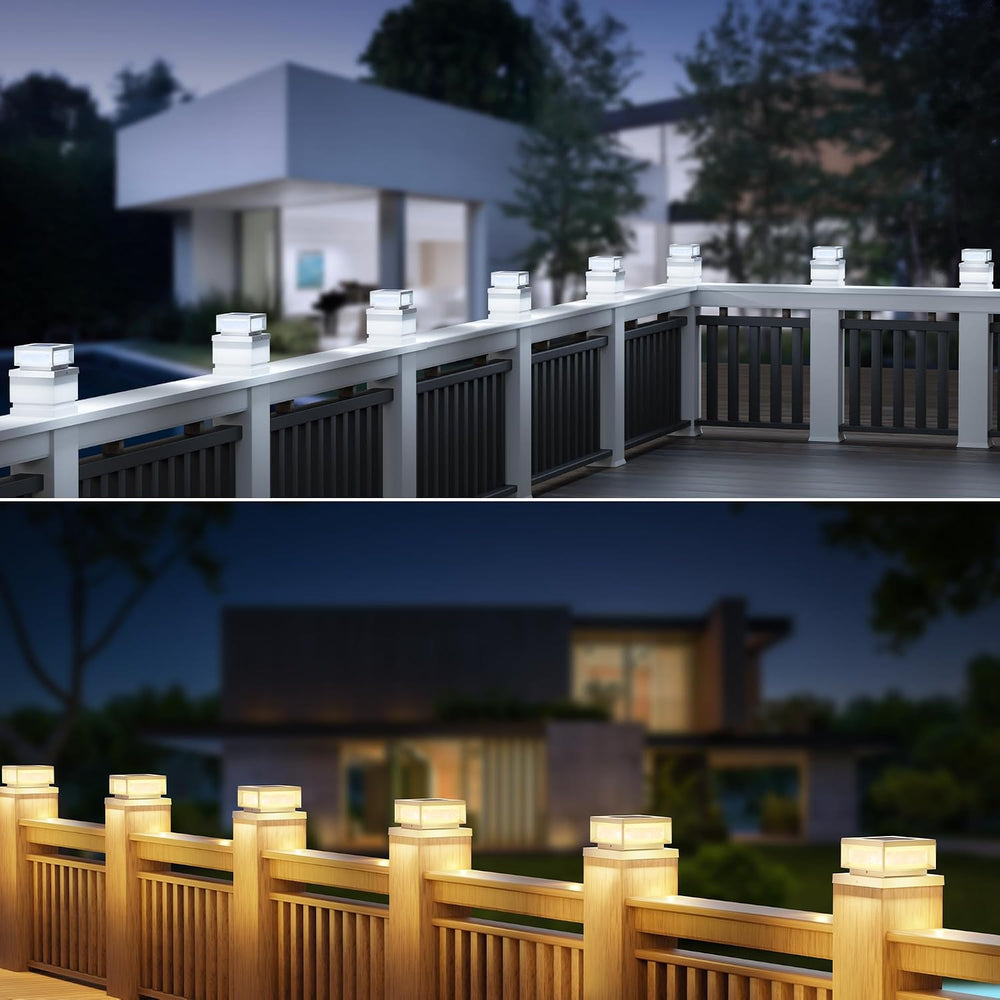 Mlambert 8 Pack Solar Post Lights, 4x4 6x6 Wood/Vinyl Fence Cap, White