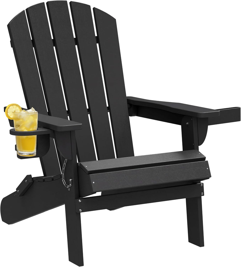 Vongrasig Folding Adirondack Chair, Outdoor Fire Pit Chair HDPE Plastic Weath...