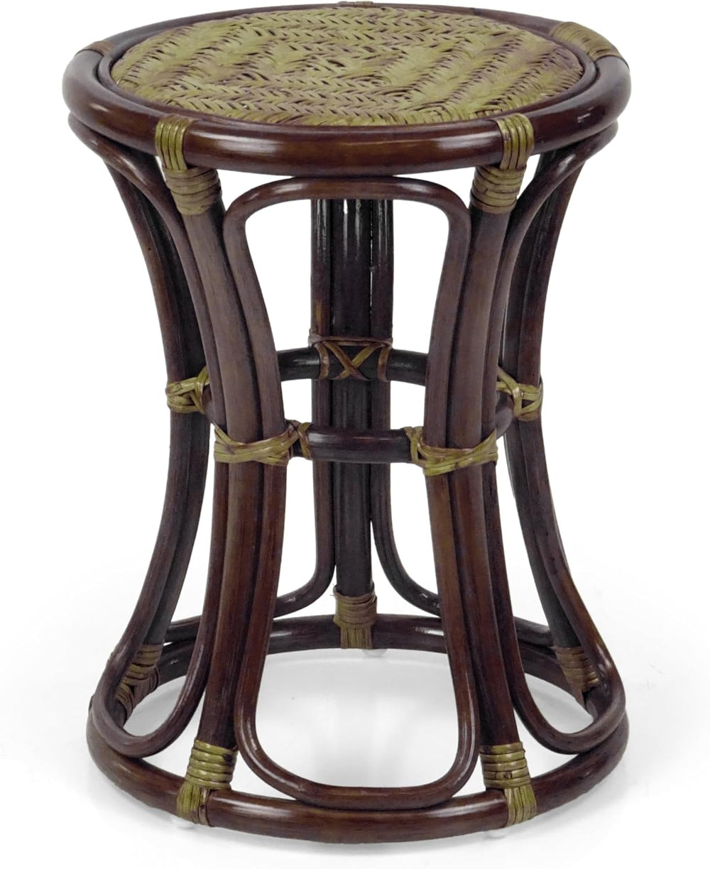 Breeze Handmade Rattan Wicker Stool Fully Assembled Dark Brown Color