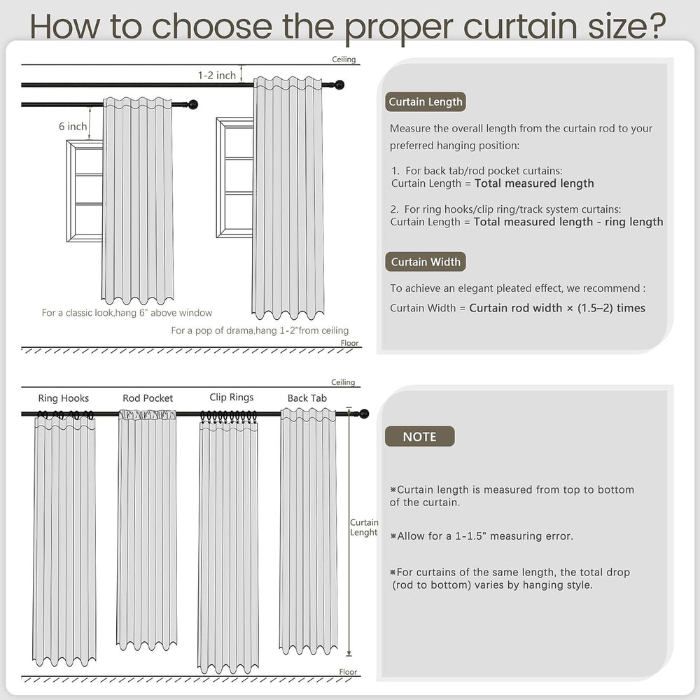 UHITECH Cream Yellow Black Out Curtains 108 Inch Long 2 Panels Set, 50" W