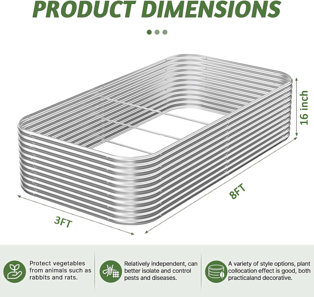 2 Pack Tall 8FT Corrugated Galvanized Steel Raised Garden Bed Outdoor, Metal ...