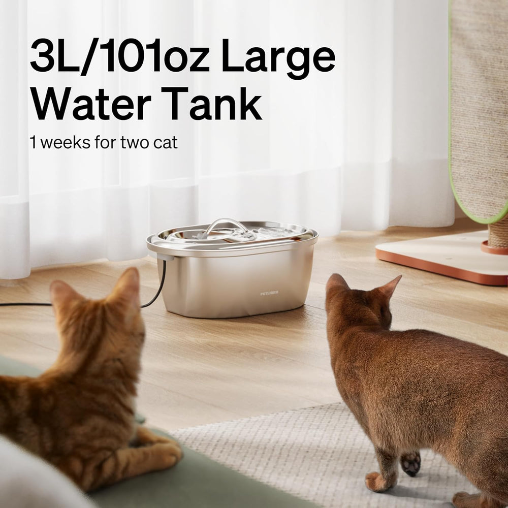 PETLIBRO Stainless Steel Cat Water Fountain, 101oz/3L Automatic Water Dispens...