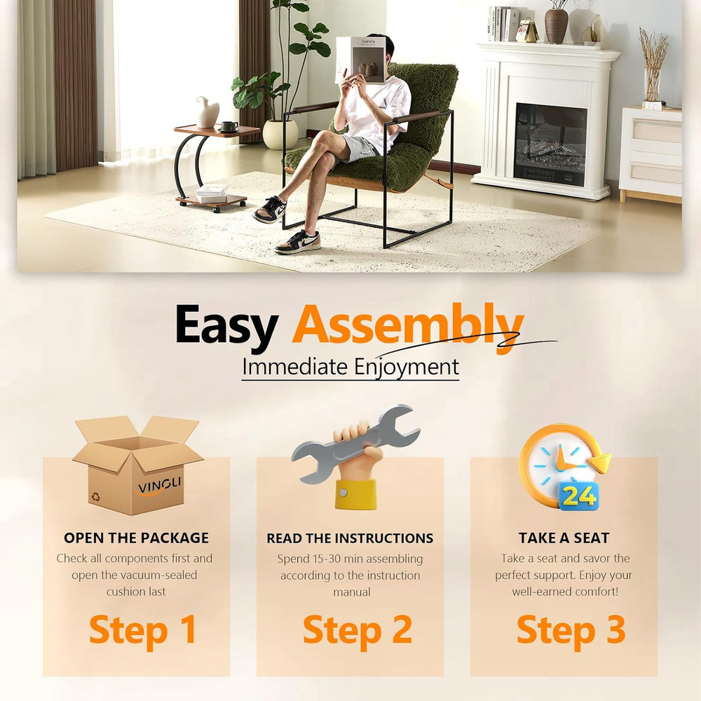 VINGLI 28" Wide Plush Upholstery Sling Modern Accent Chairs Set of 2, Cu...
