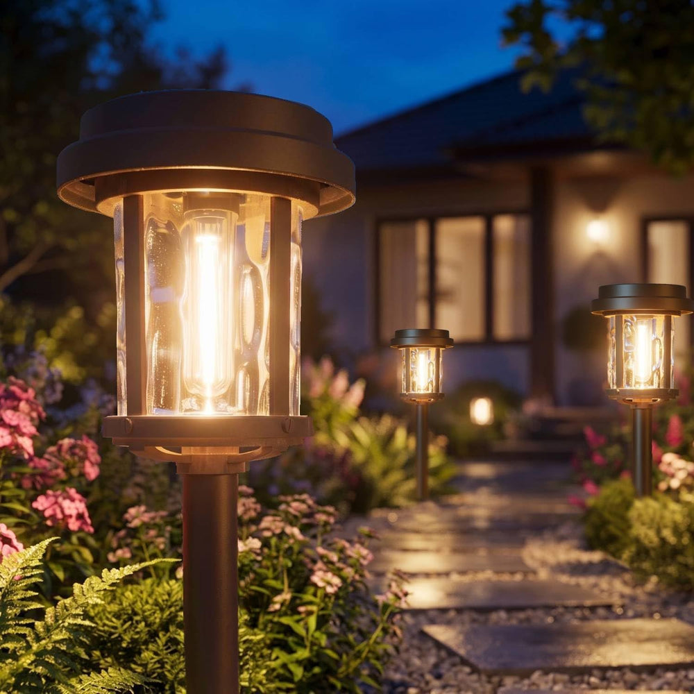 XMCOSY+ Solar Pathway Lights, 6 Pack Solar Outside Garden Landscape Lights