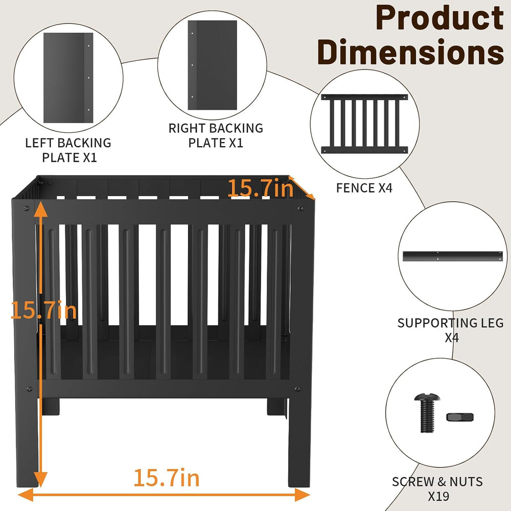 TBMLC 16" Tall,16-Inch Square Steel Grating Fire Pit with Bottom in Black