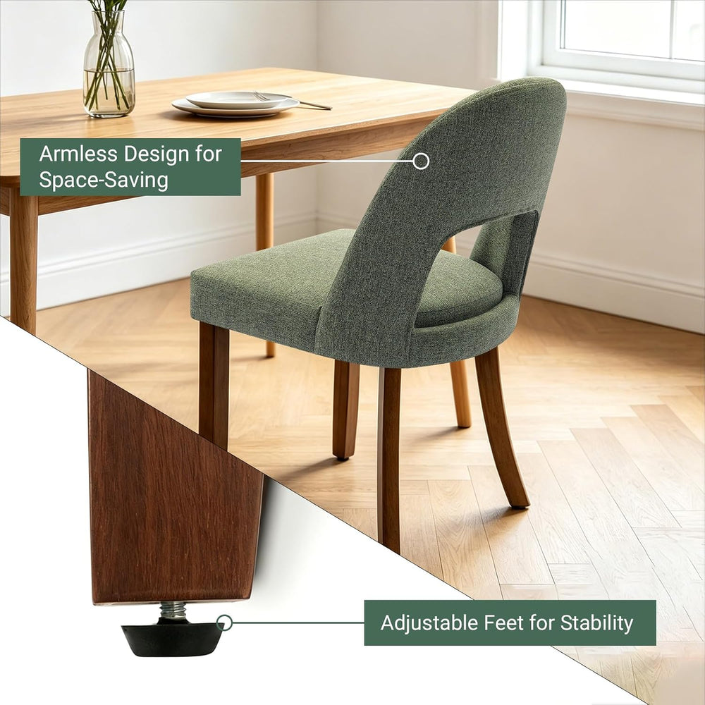 Wooden Dining Chairs Set of 4, Upholstered Kitchen Chairs with Walnut Wood Le...