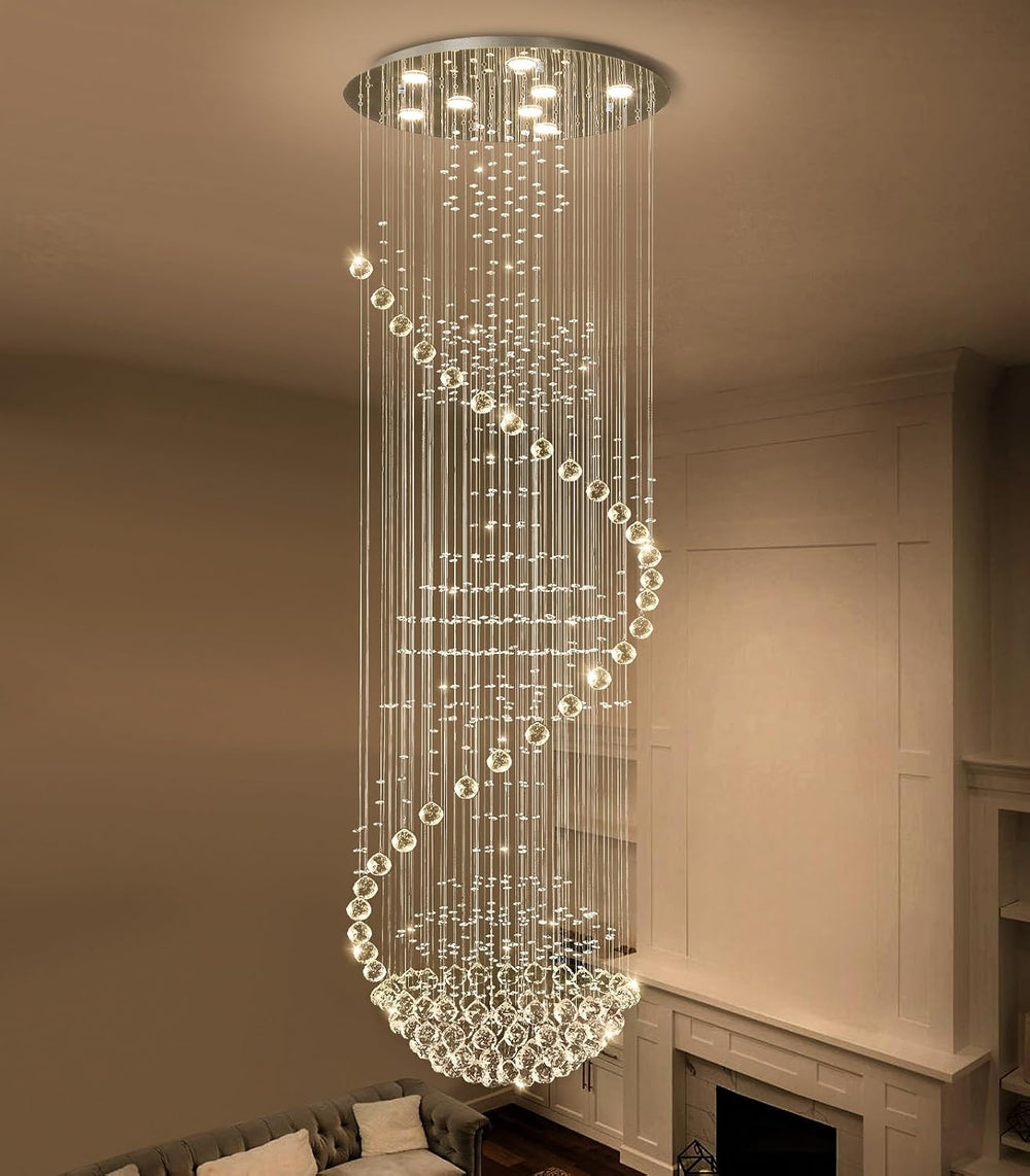 D24'' x H78'' Crystal Chandelier Glam Chandelier High Ceiling...