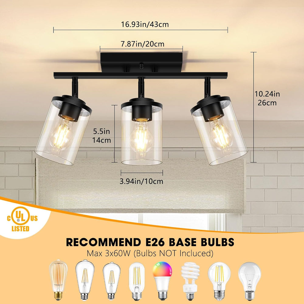FadimiKoo 3-Lights Semi Flush Mount Ceiling Light, Adjustable Kitchen Light F...